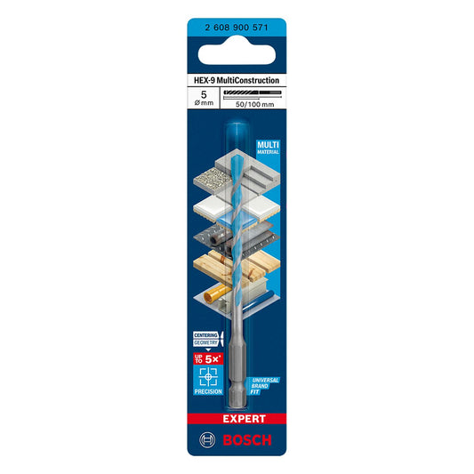 Broca Expert Hex - 9 Multiconstruction Ø5x50x100mm - Bosch - Herram.cl