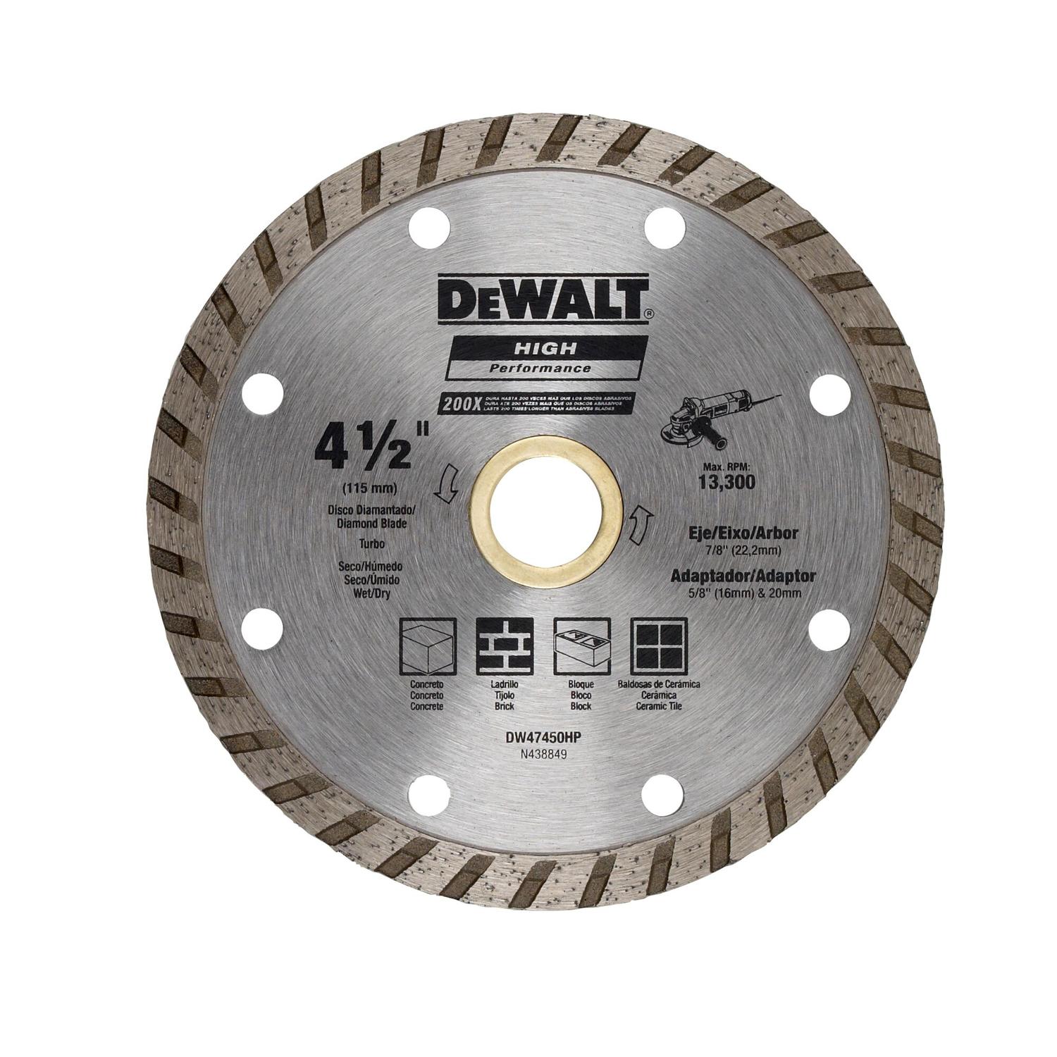 Disco Diamantado Turbo 4 - 1/2'' (115mm) - DeWALT - Herram.cl