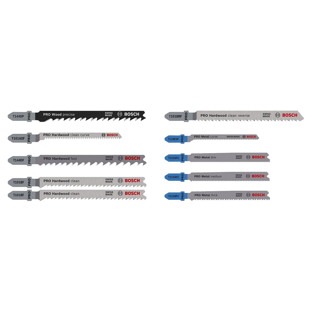 Set 10 Hojas Caladora BOSCH Wood and Metal T144DP T121BFC - Herram.cl