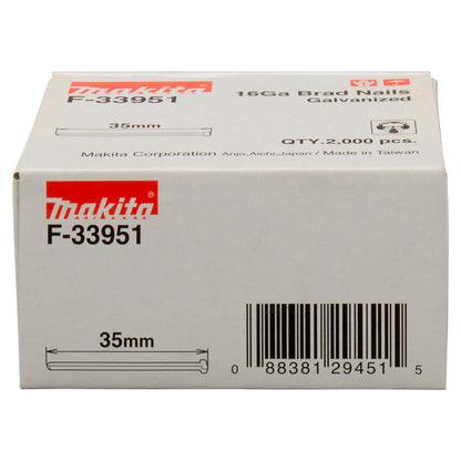 Clavos Puntas F35, Calibre 16 / 2.000 Pzas - Makita - Herram.cl