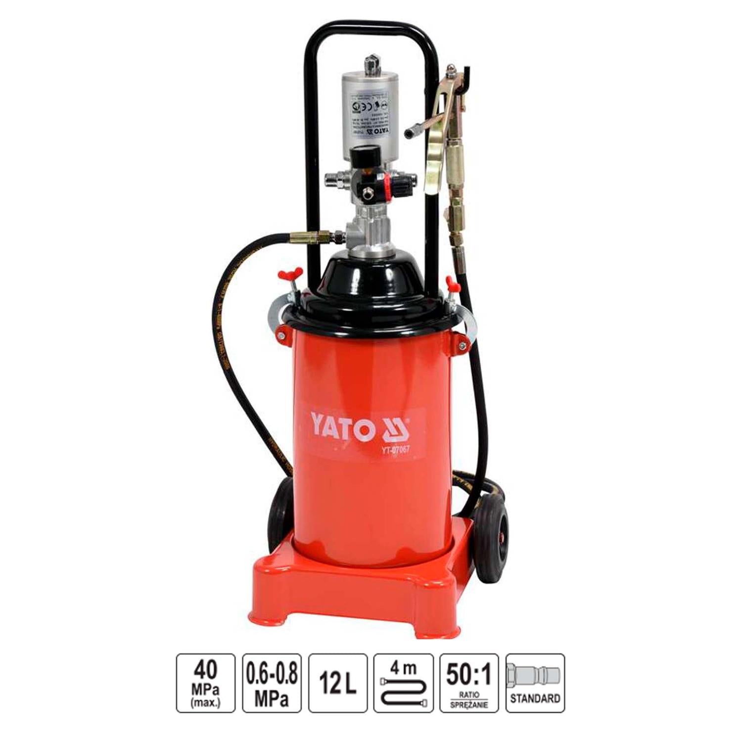 Engrasadora neumática 12 L / 0,85 L/min - Yato - Herram.cl