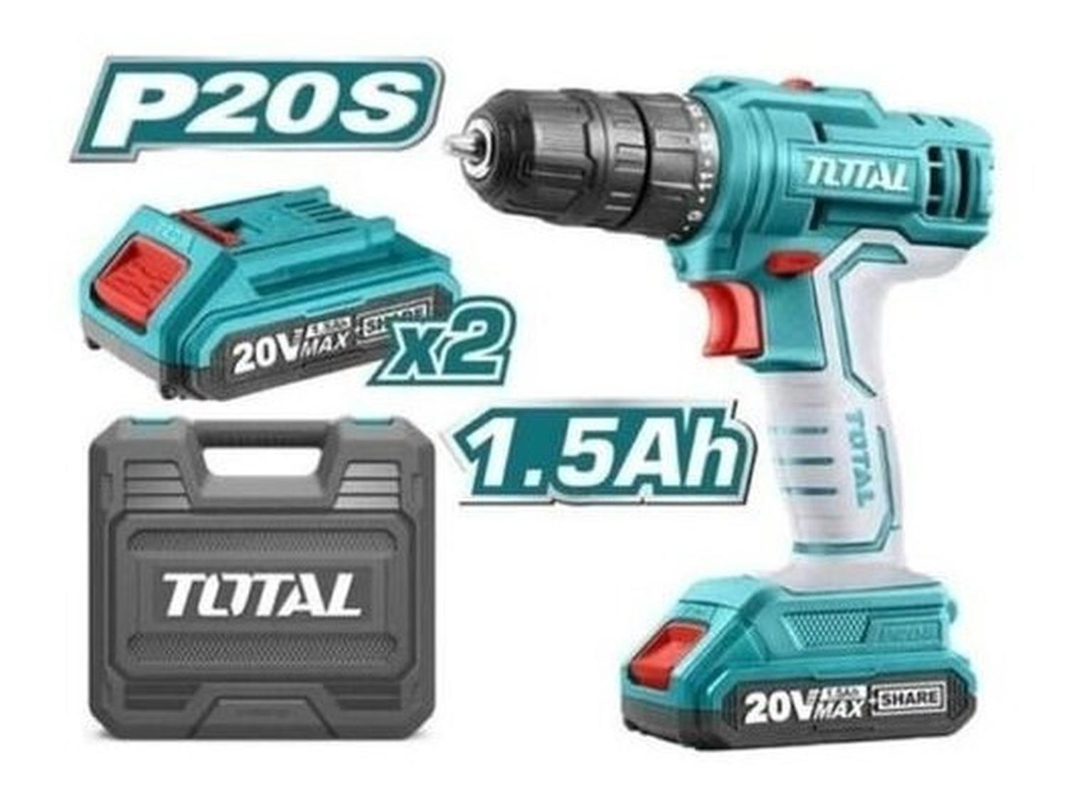 Taladro Atornillador Inalambrico Total 20V Max. Mandril 10mm - Herram.cl
