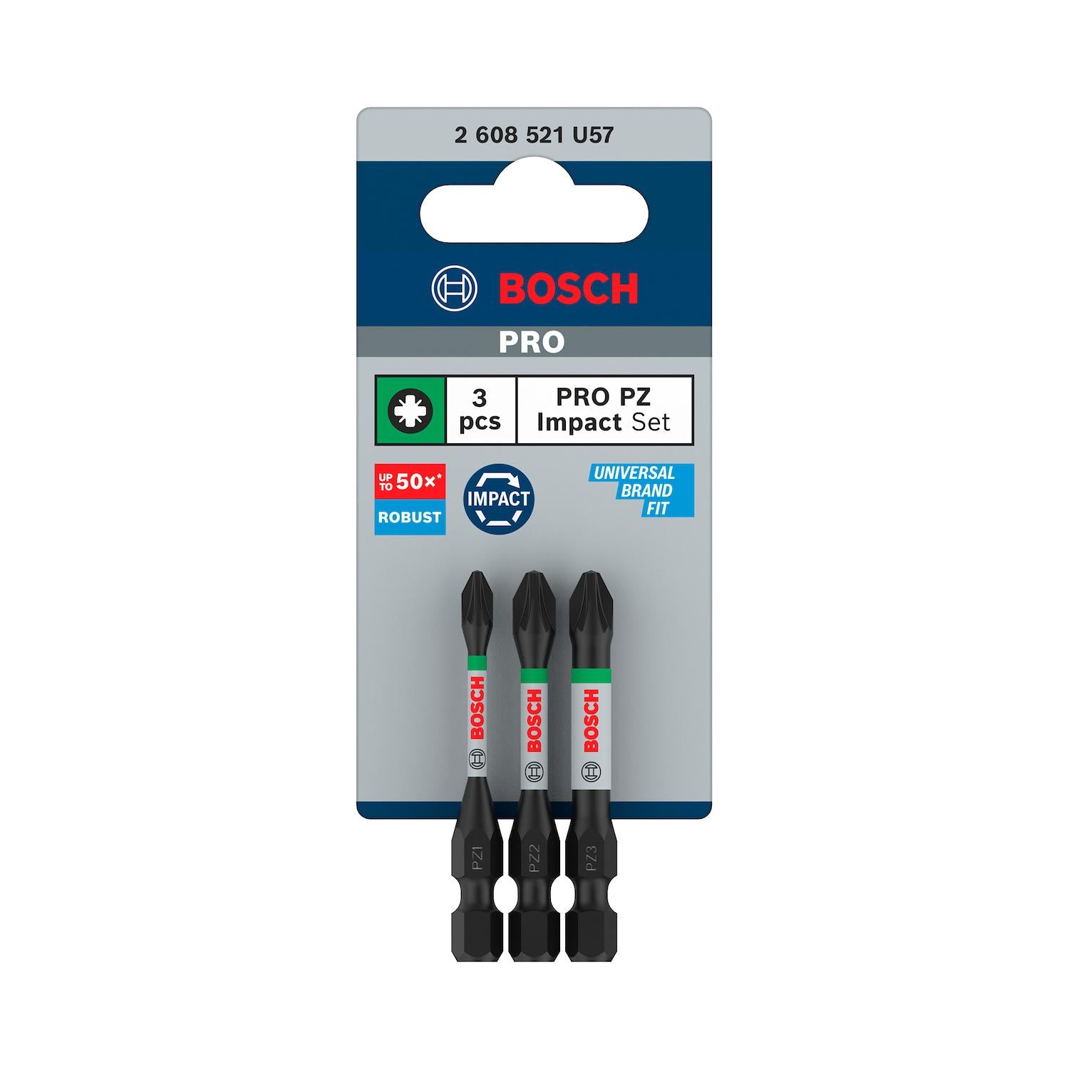 Juego Puntas PRO Impact PZ1/PZ2/PZ3x55mm 3 Pzas - Bosch - Herram.cl