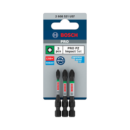 Juego Puntas PRO Impact PZ1/PZ2/PZ3x55mm 3 Pzas - Bosch - Herram.cl