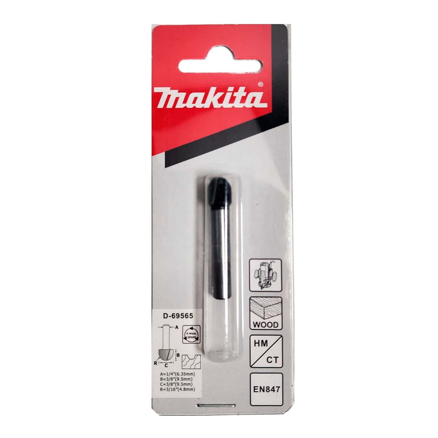 Fresa Media Caña R 3/16''x3/8''x3/8'' Toma 1/4'' - Makita - Herram.cl