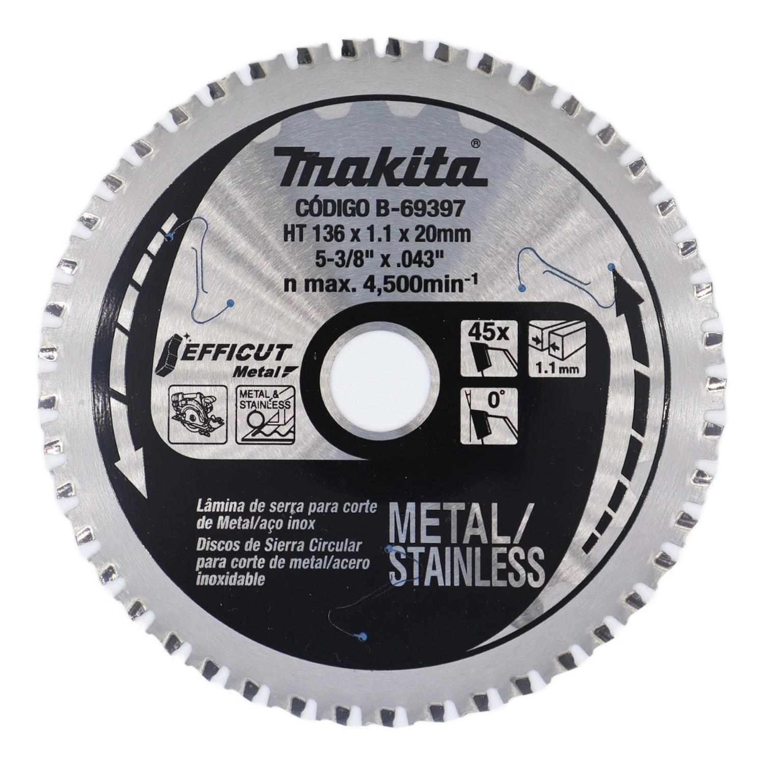 Disco Sierra Efficut 136mm (5 - 11/32'') 45 D (metal) Makita - Herram.cl