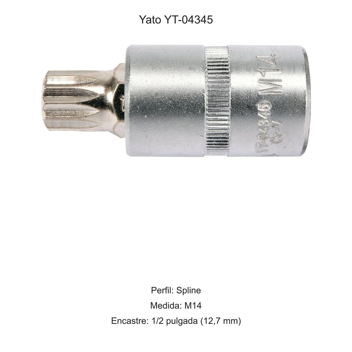 Dado Punta Spline M14 1/2'' 55mm Yato YT-04345 - Herram.cl