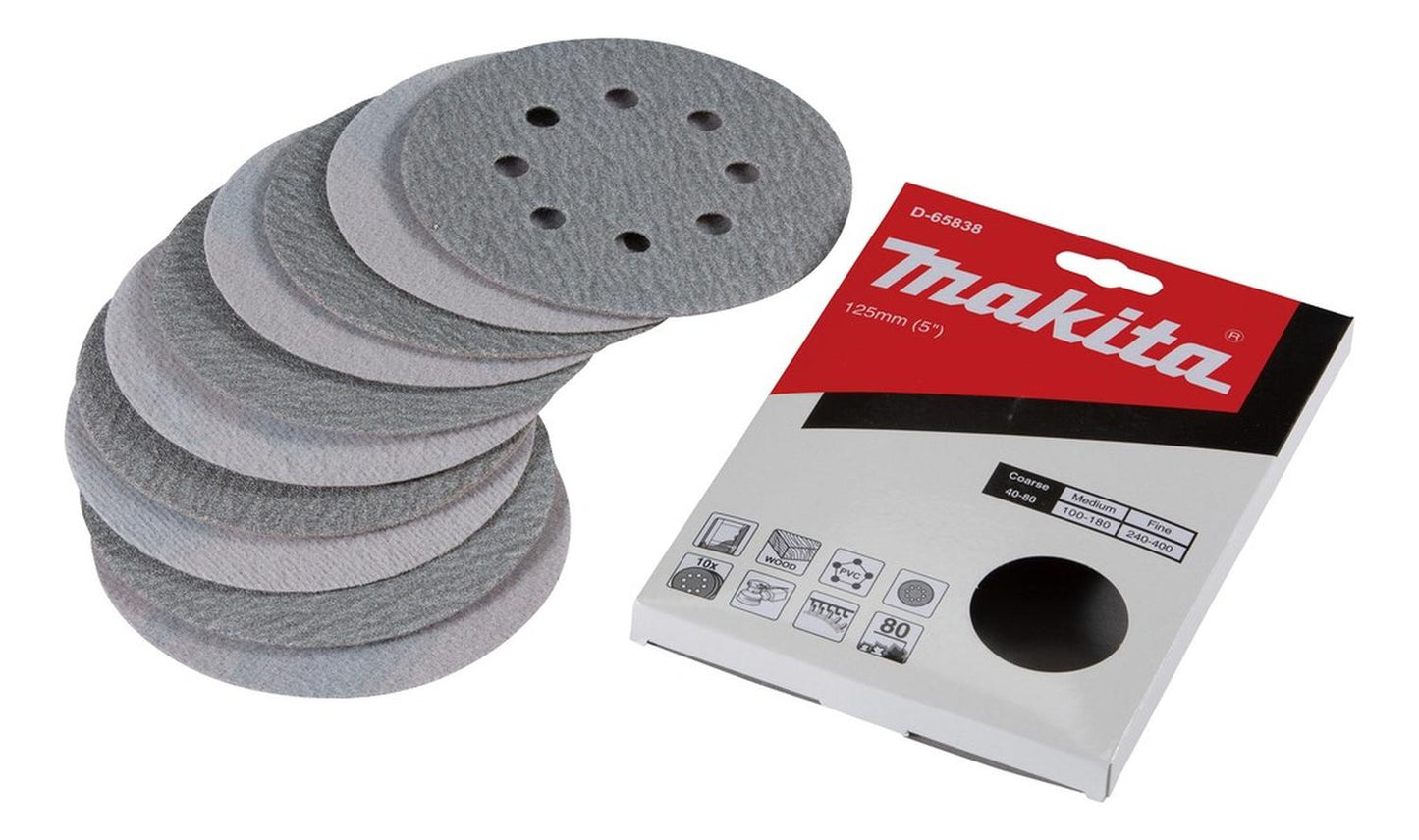 10 Discos Lija Con Velcro 125mm G80 - Makita - Herram.cl