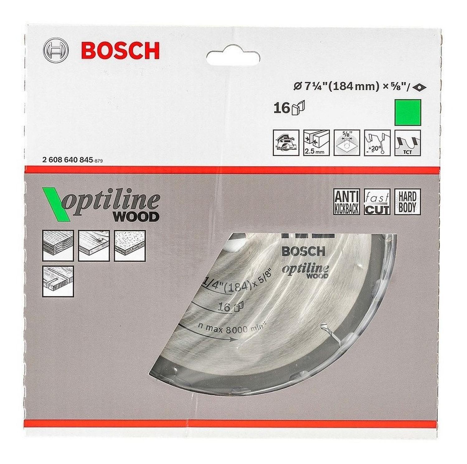 Disco De Sierra Circular Optiline 184mm (7 - 1/4) 16d Bosch - Herram.cl