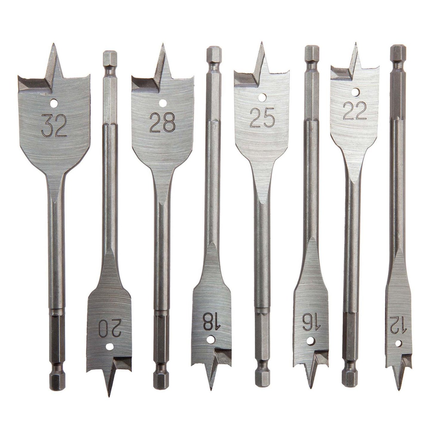 Juego de brocas planas para madera (12 - 32mm) - 8 Pzas - Bahco - Herram.cl