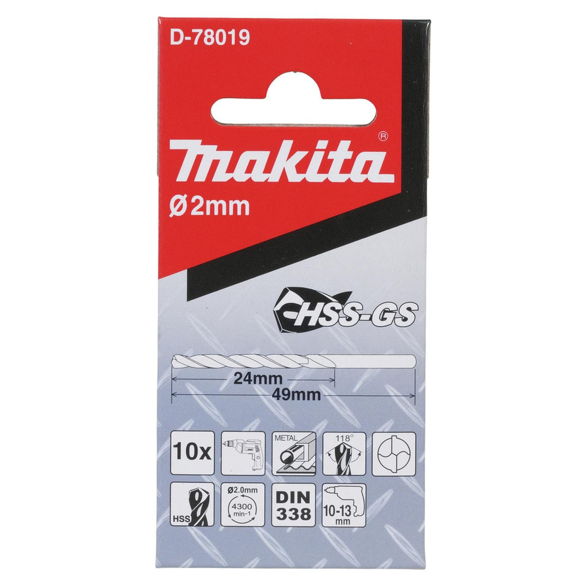 Pack Broca Para Metal HSS-GS 2.0x49mm 10 Pzas - Makita - Herram.cl