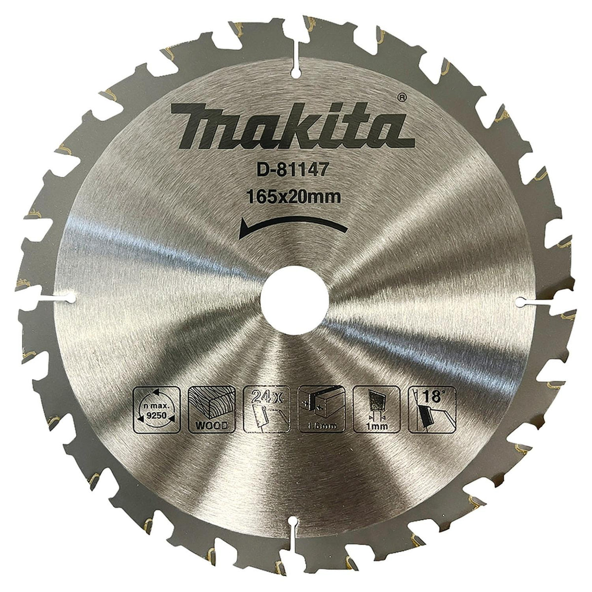 Disco Sierra Circular 6-1/2'' Eje 20mm 24 D Madera - Makita - Herram.cl