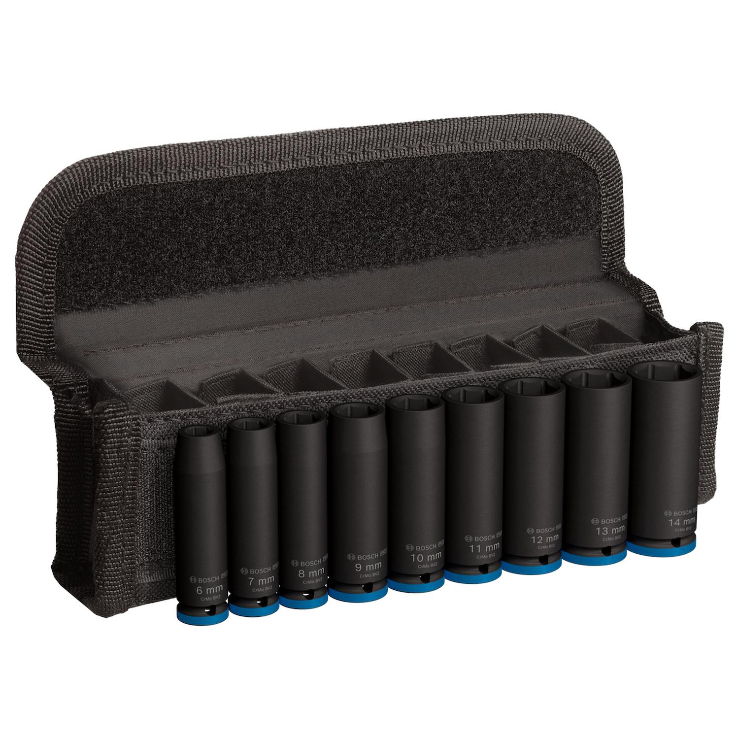 Juego de Dados Largos PRO Impact 1/4'' 9 Pzas - Bosch - Herram.cl