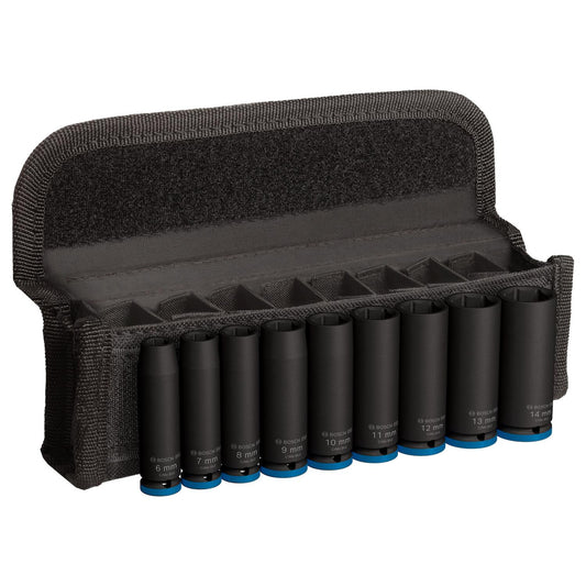 Juego de Dados Largos PRO Impact 1/4'' 9 Pzas - Bosch - Herram.cl