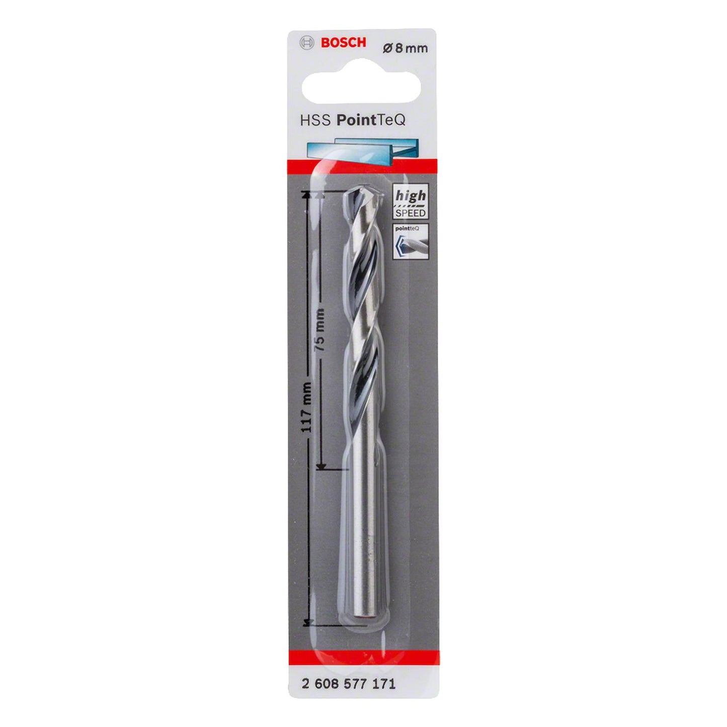 Broca Metal HSS PointeQ - 8.0mm - Blister - Bosch - Herram.cl