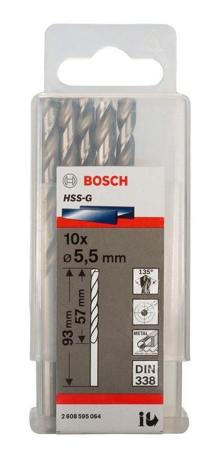 Pack 10 Brocas Para Metal HSS - G 5,5mm - Bosch - Herram.cl