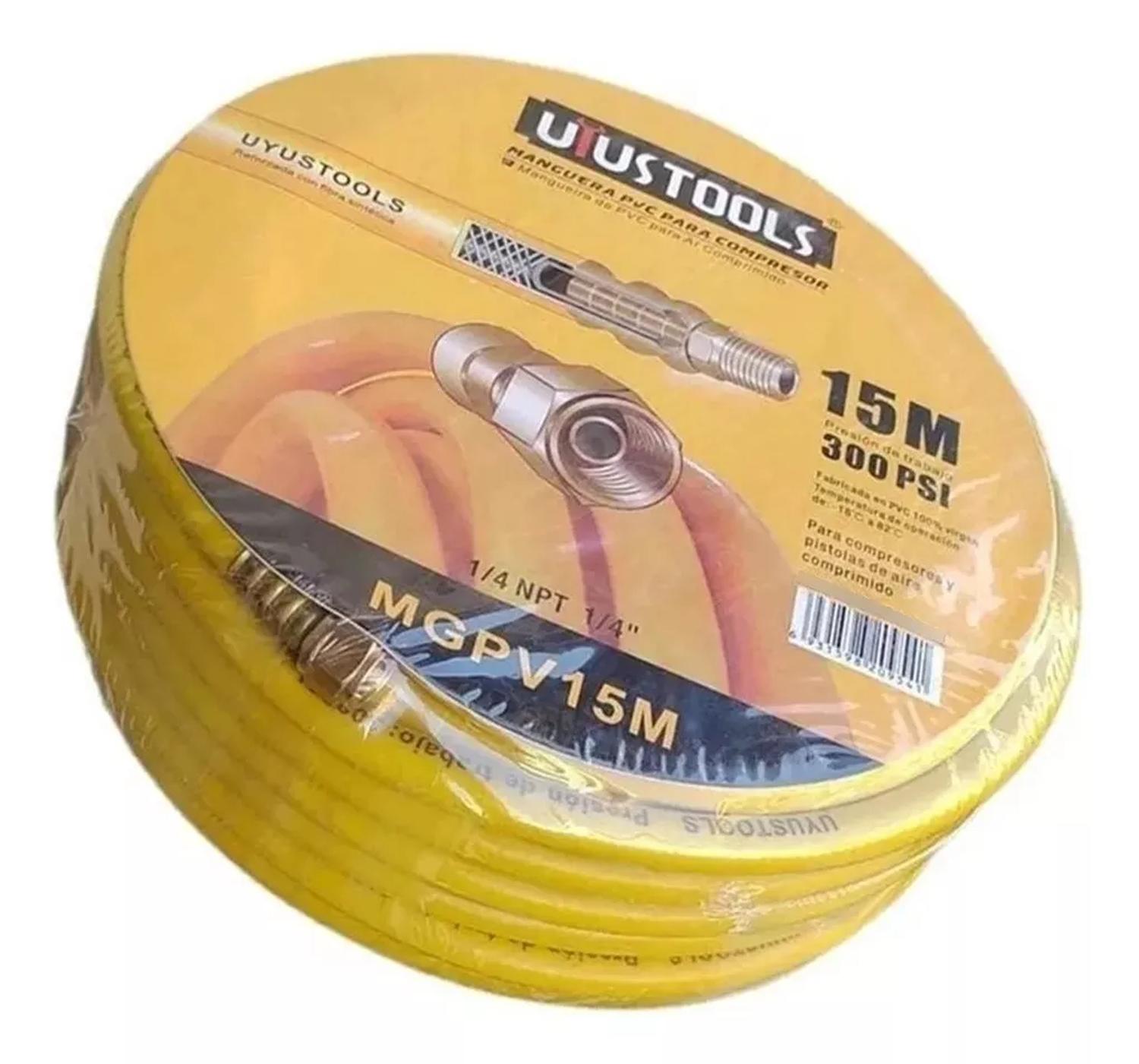 Manguera Para Compresor de Aire 1/4 15m, 300Psi – Uyustools - Herram.cl