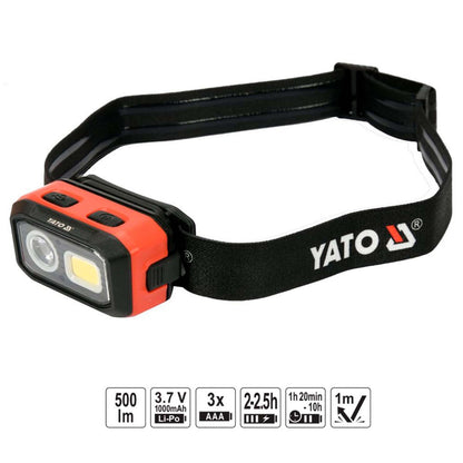 Linterna De Cabeza LED COB Recargable 500 Lm - Yato - Herram.cl