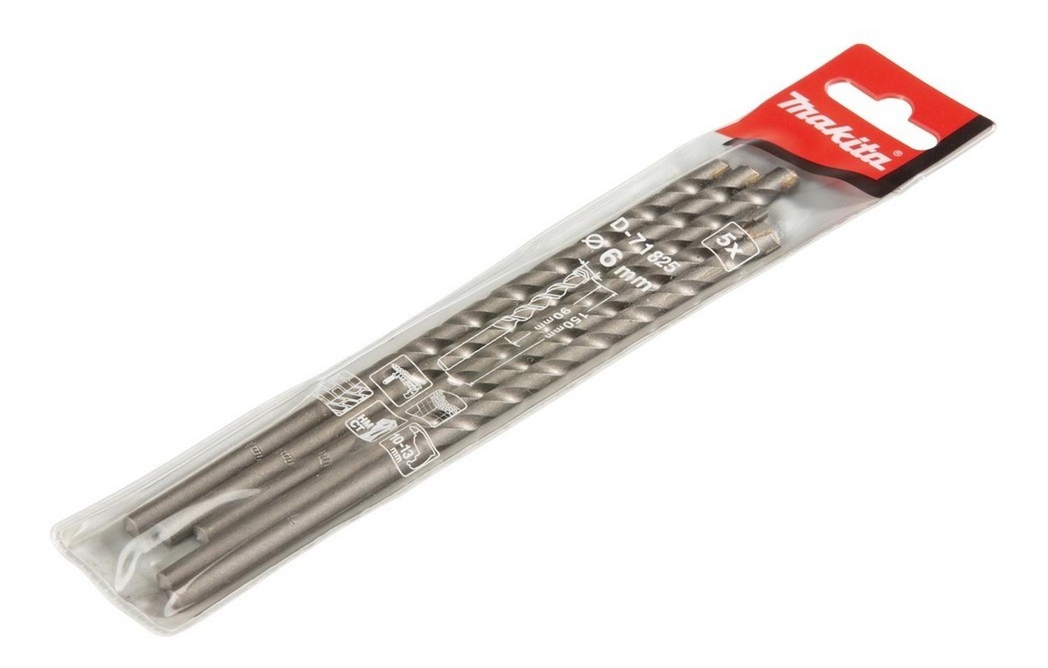 Set 5 Brocas Para Concreto 6x150mm - Makita - Herram.cl