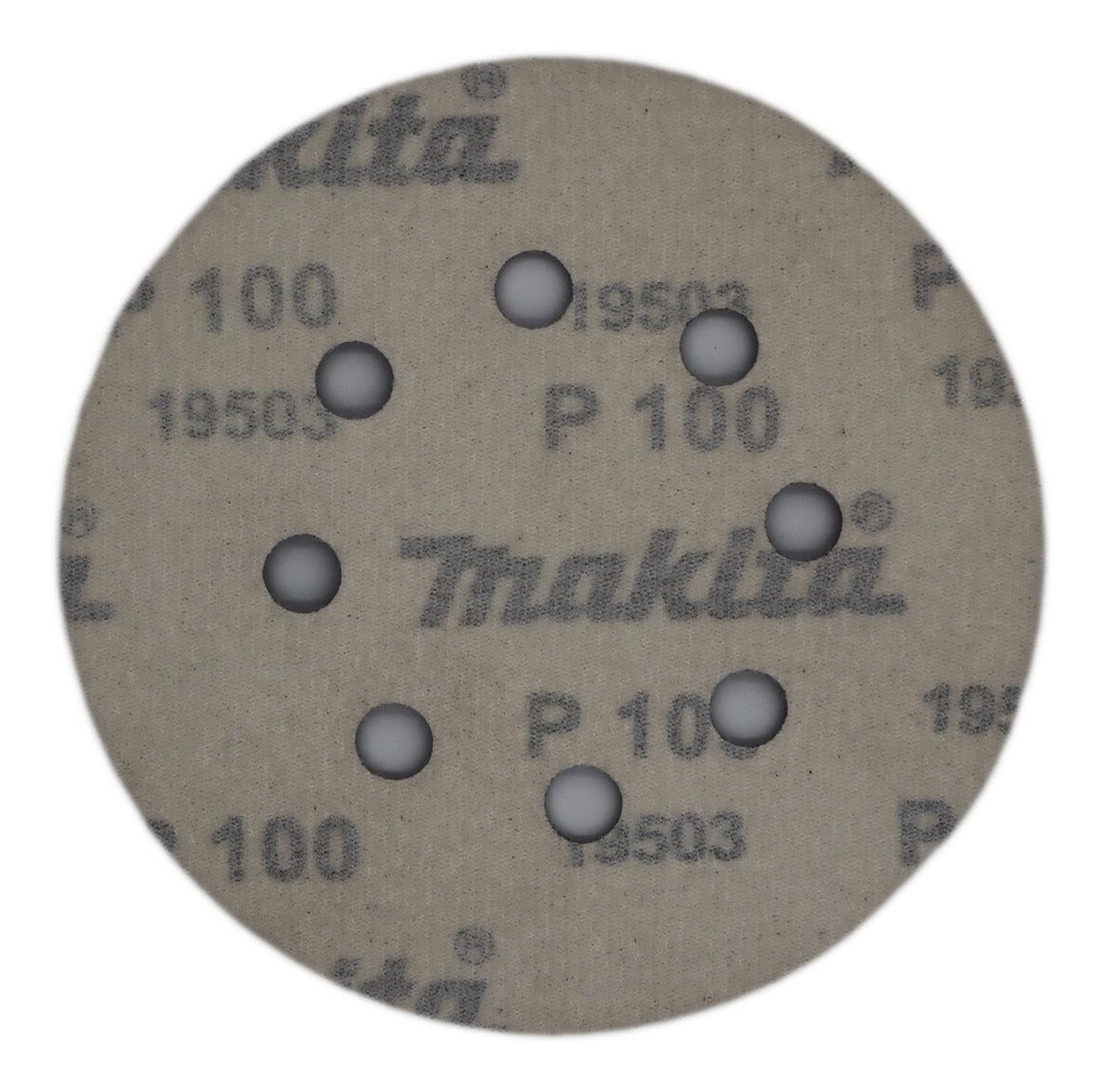 Pack 10 Discos Lija Con Velcro 125mm (5'') G100 - Makita - Herram.cl