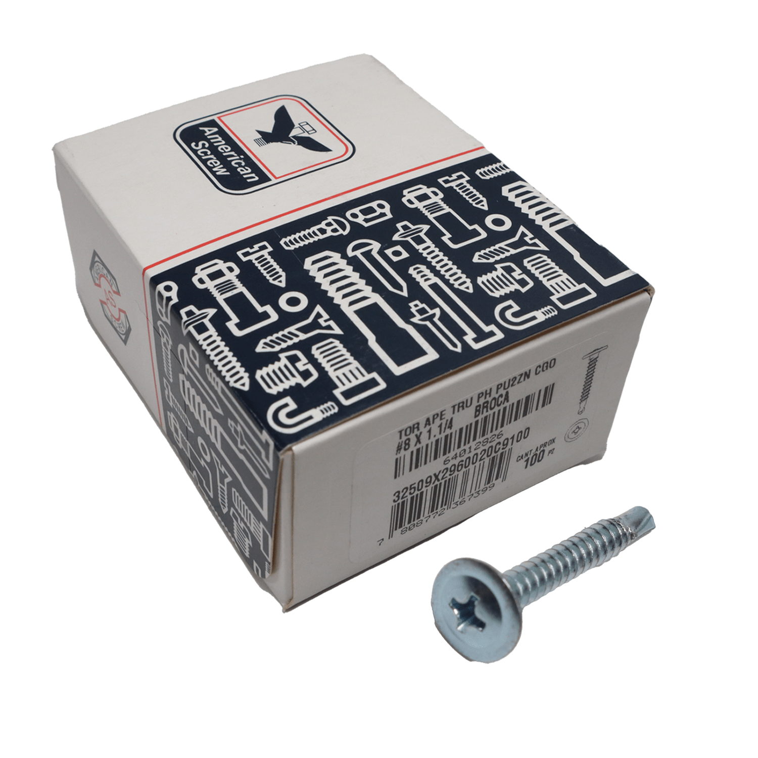 Tornillo Cabeza Lenteja 8x1.1/4'' 100uds. - American ScreW - Herram.cl