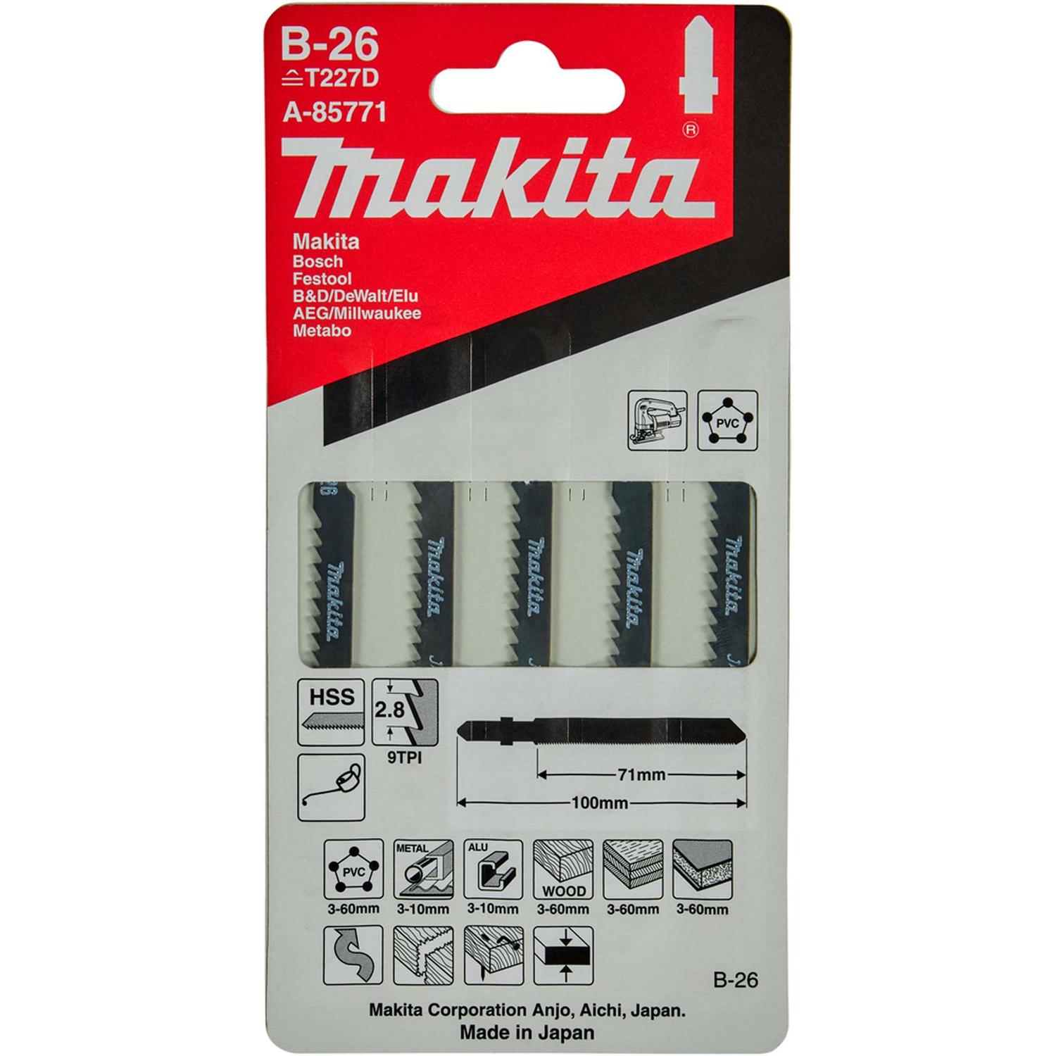 Hoja De Calar HSS 100mm Madera, Metal 5 Pzas - Makita - Herram.cl