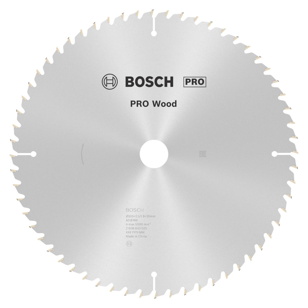 Disco De Sierra Circular PRO Wood 12''x2,5x30mm 60 D - Bosch - Herram.cl