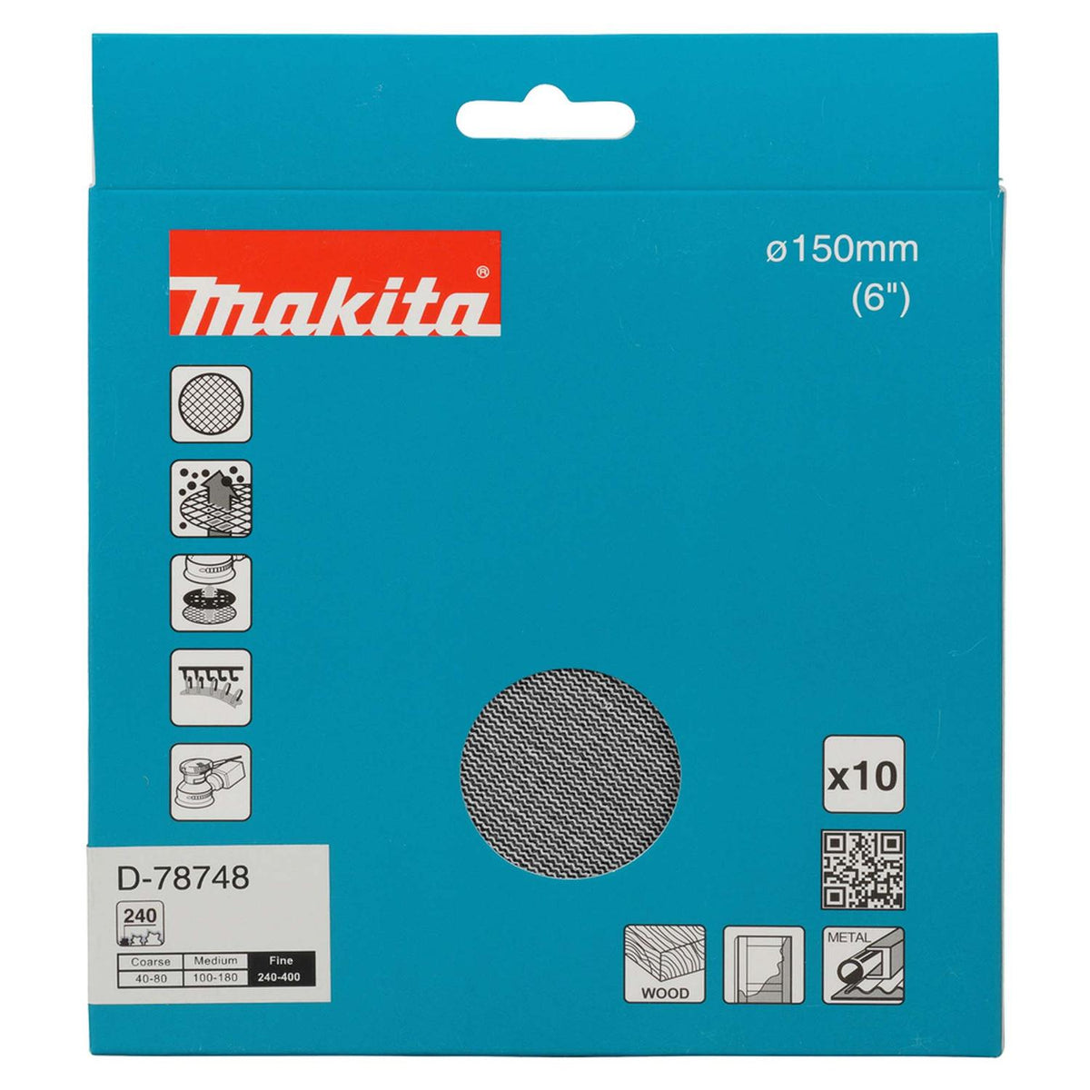 Pack 10 Discos Malla Abrasiva con Velcro 6'' - Makita - Herram.cl