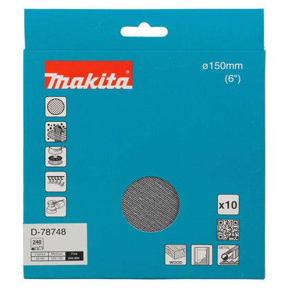 Pack 10 Discos Malla Abrasiva con Velcro 6'' - Makita - Herram.cl