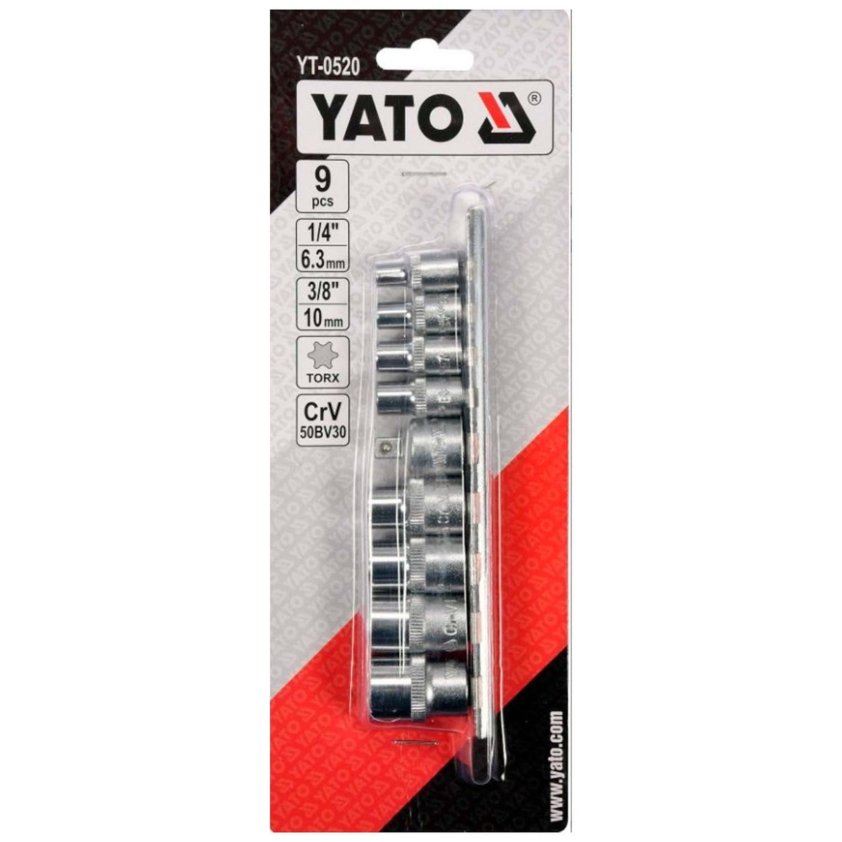Juego de Dados Torx Hembra 1/4" y 3/8'' 9 Pzas - Yato - Herram.cl