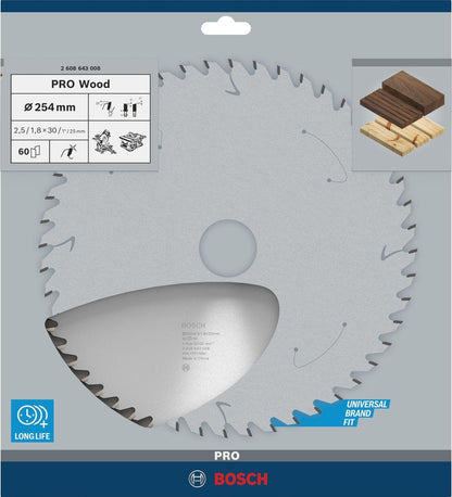 Disco De Sierra Circular PRO Wood 10''x2,5x30mm 60 D - Bosch - Herram.cl