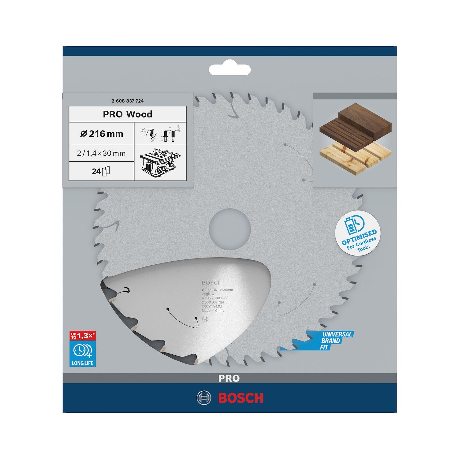 Disco De Sierra PRO Wood 216x30mm 24 D (GTS 18V216) - Bosch - Herram.cl