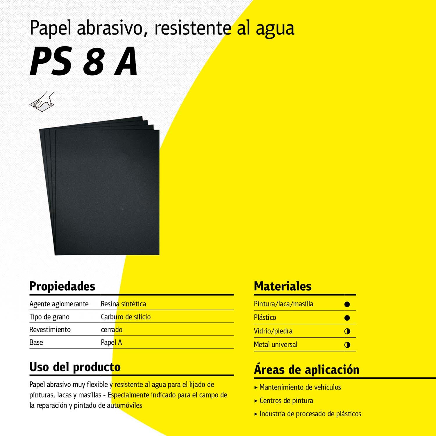 Pack 10 Pliegos de Lija Al Agua PS8A 230x280mm - Klingspor - Herram.cl