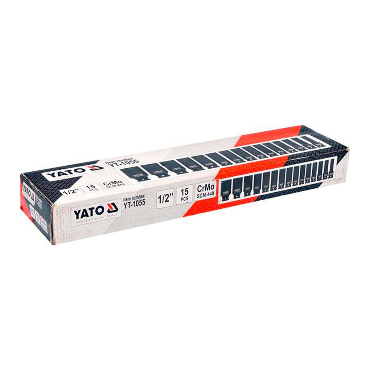 Juego de Dados de Impacto Largos 1/2'' 15 Pzas - Yato - Herram.cl