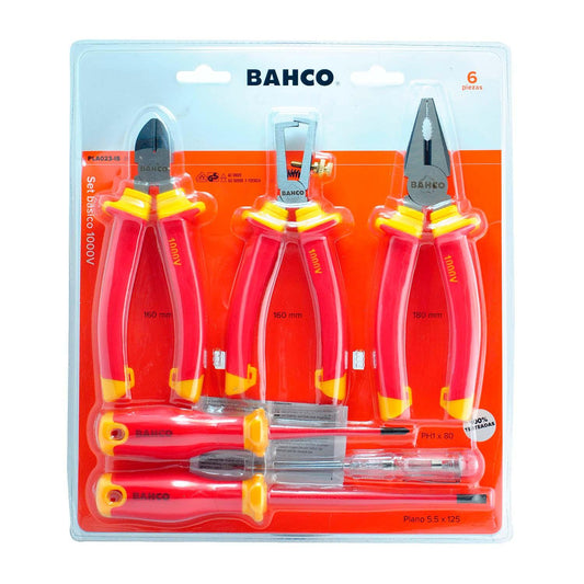 Set Aislado 1000V BAHCO PLA023-IS 6 Pzs Electricista VDE - Herram.cl