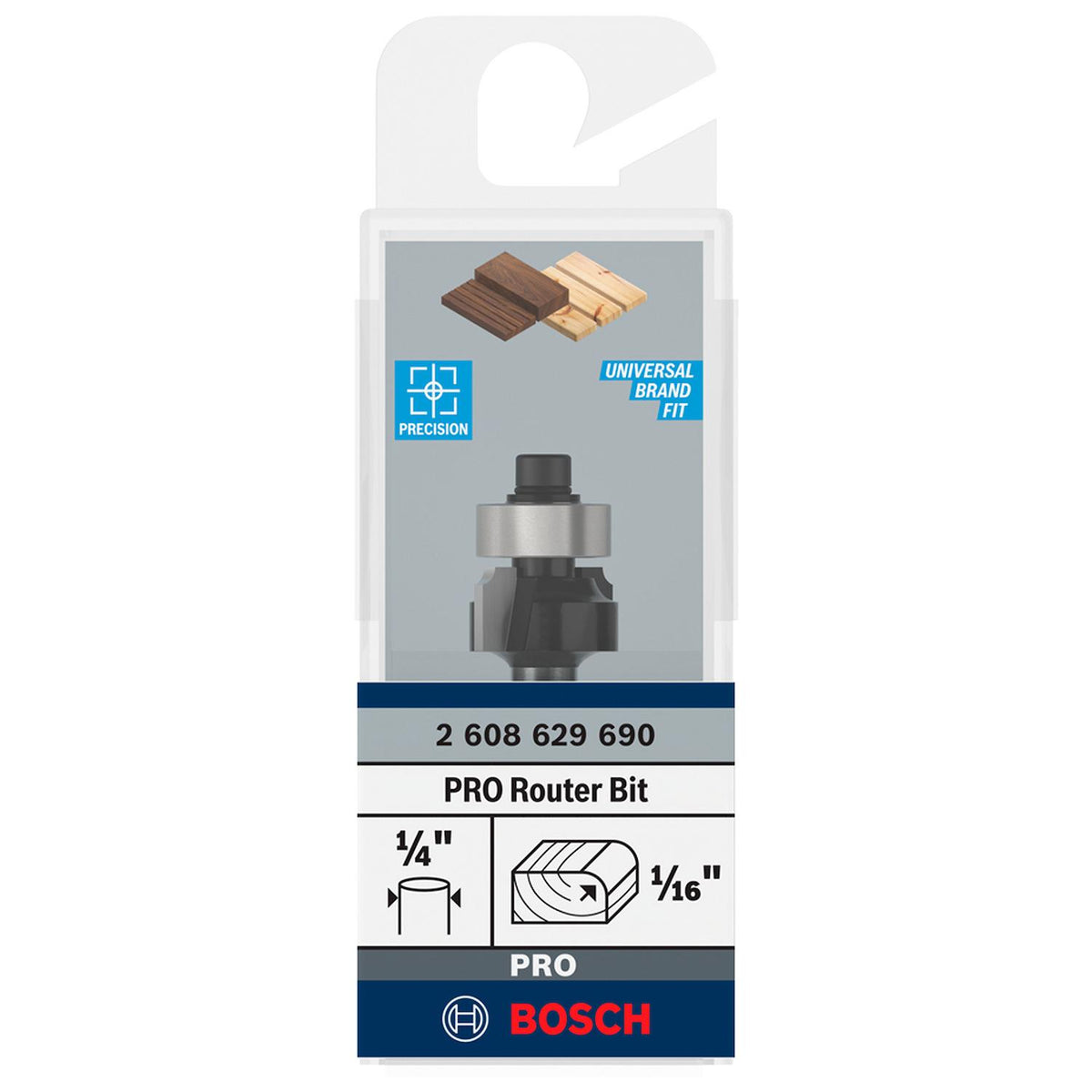 Fresa Redondear PRO R1,6mm Vástago 1/4'' Madera - Bosch - Herram.cl