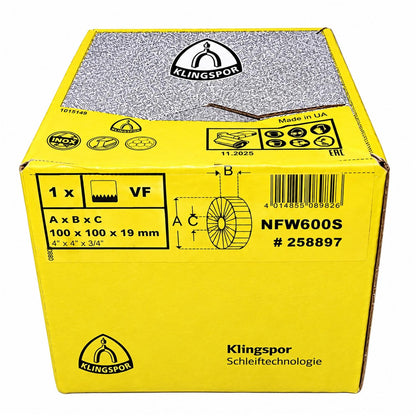Rueda Fibra NFW600 S 100x100x19mm Fino - klingspor - Herram.cl