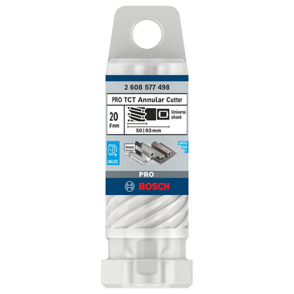 Broca Anular Bosch PRO TCT 20x50mm Carburo Tungsteno Weldon - Herram.cl