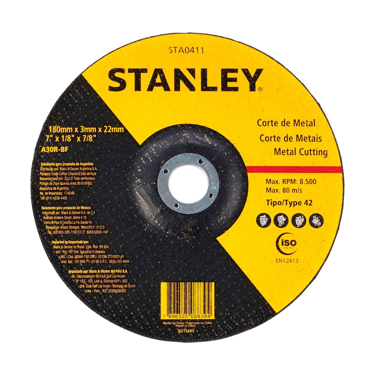 Pack 10 Discos De Corte Metal 7''x3mm - Stanley - Herram.cl
