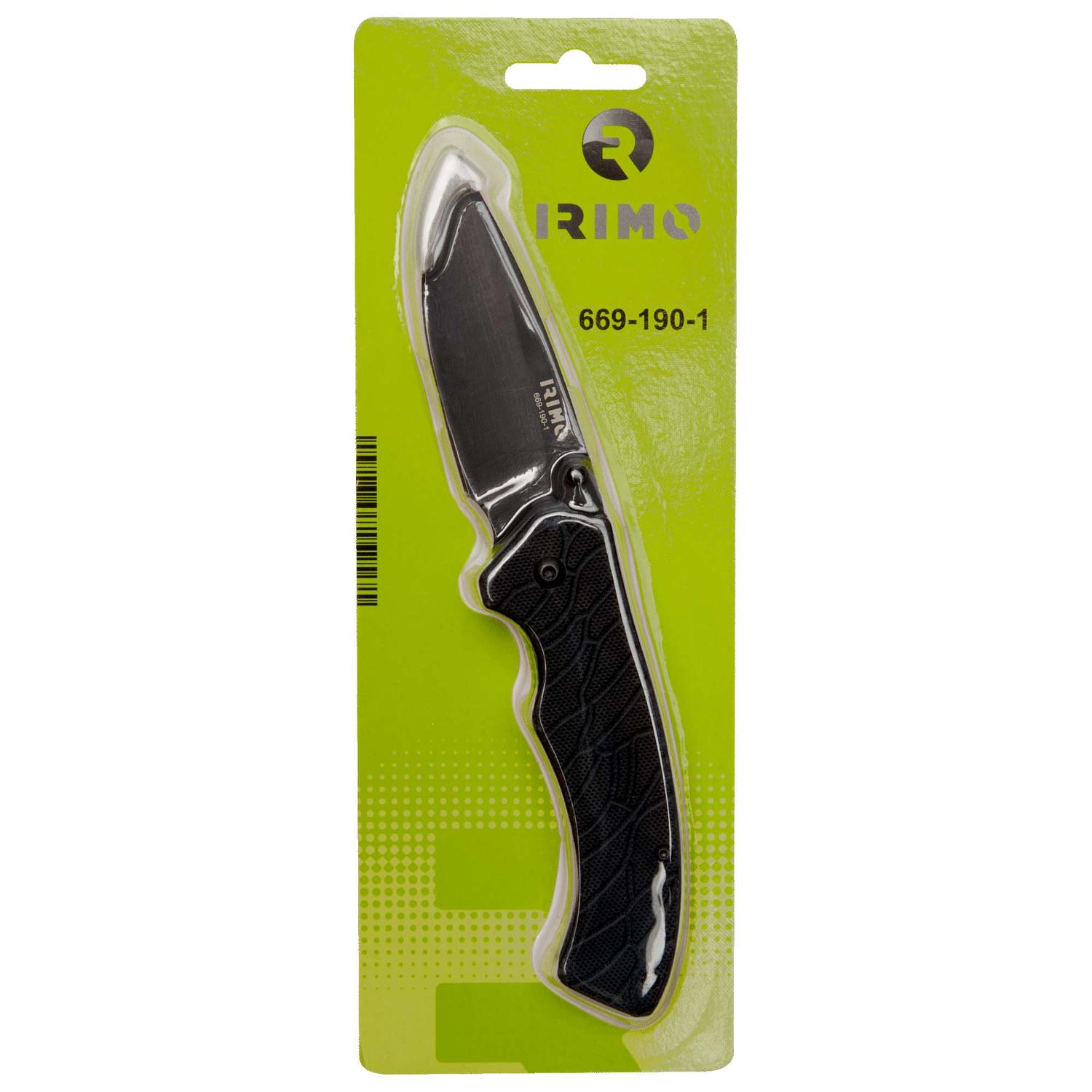 Navaja (acero negro) 190mm con gancho para cinturón - Irimo - Herram.cl