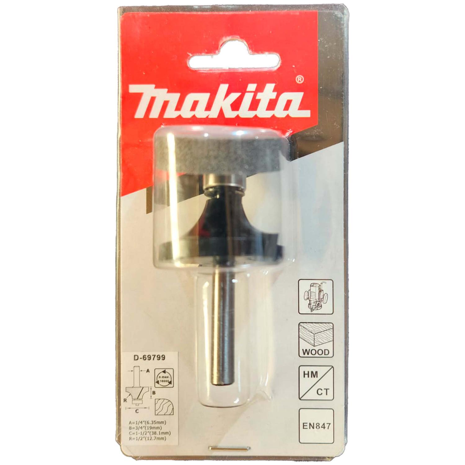Fresa Redondear R1/2''x3/4''x1 - 1/2'' Toma 1/4'' - Makita - Herram.cl