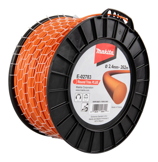 Rollo 262m Nylon Redondo naranjo 2,4mm - Makita - Herram.cl