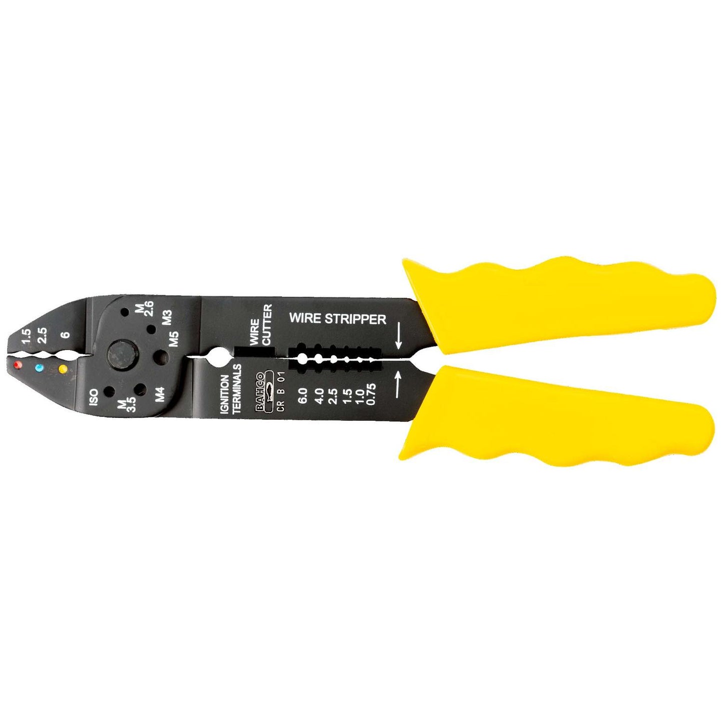 Alicate para engastado/corte/pelado mango amarillo - Bahco - Herram.cl