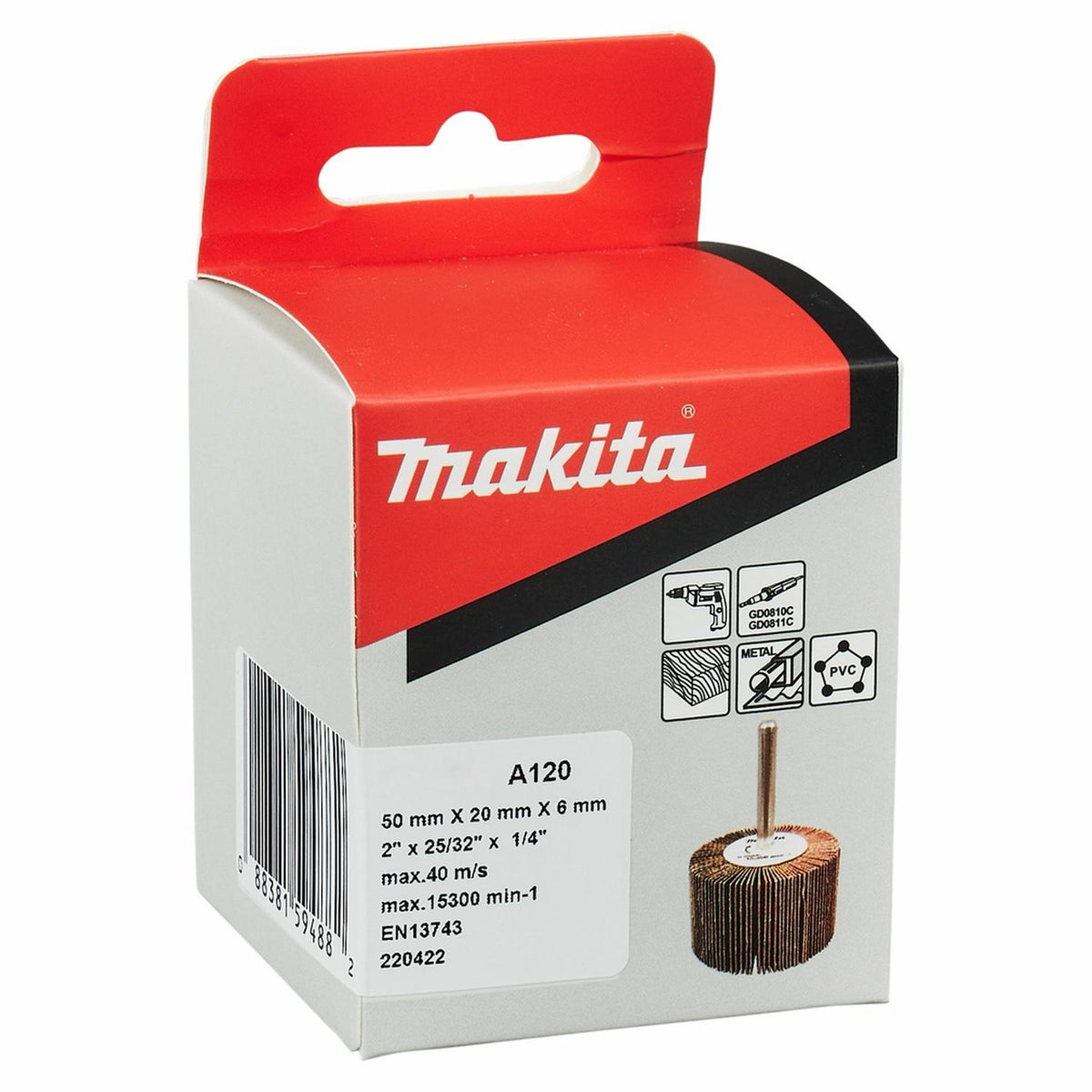 Rueda Traslapada 50x20mm Vástago 1/4'' - Makita - Herram.cl