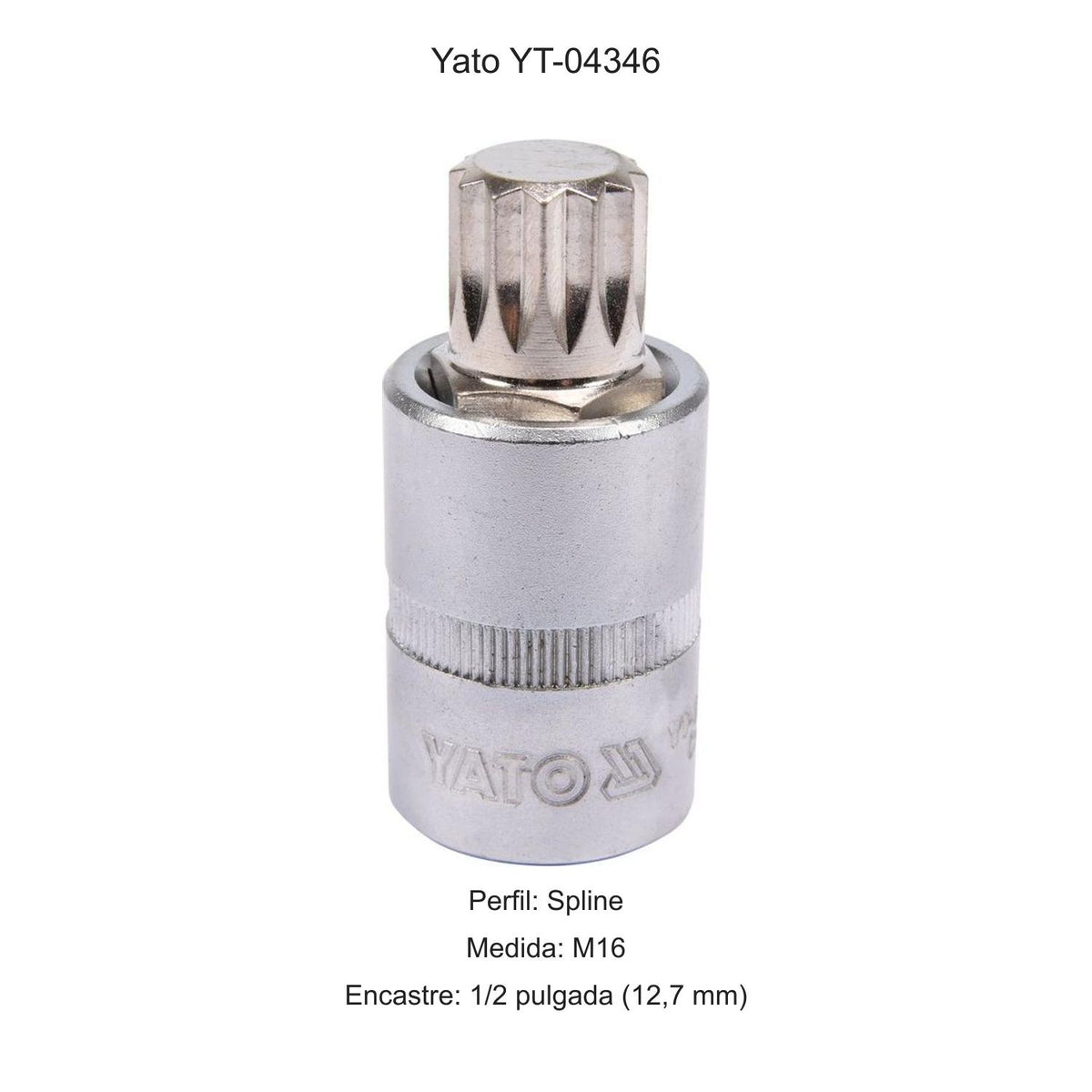 Dado Punta Spline M16 1/2'' 55mm Yato YT-04346 - Herram.cl