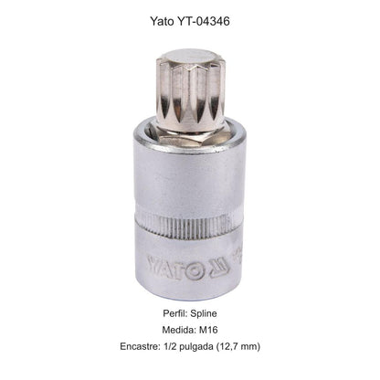 Dado Punta Spline M16 1/2'' 55mm Yato YT-04346 - Herram.cl
