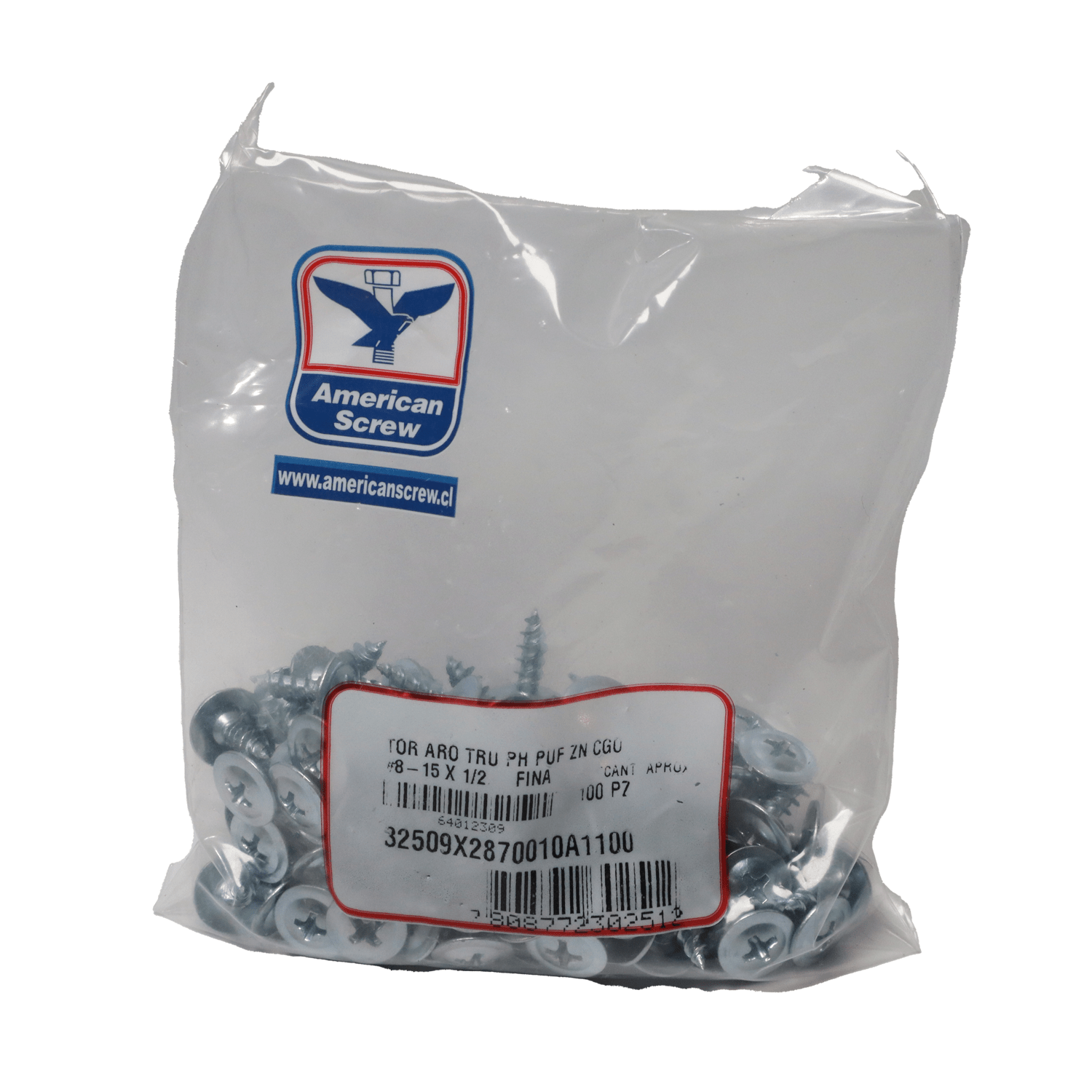 Tornillo Lenteja Fina 8 - 15x1/2''100uds. American ScreW - Herram.cl