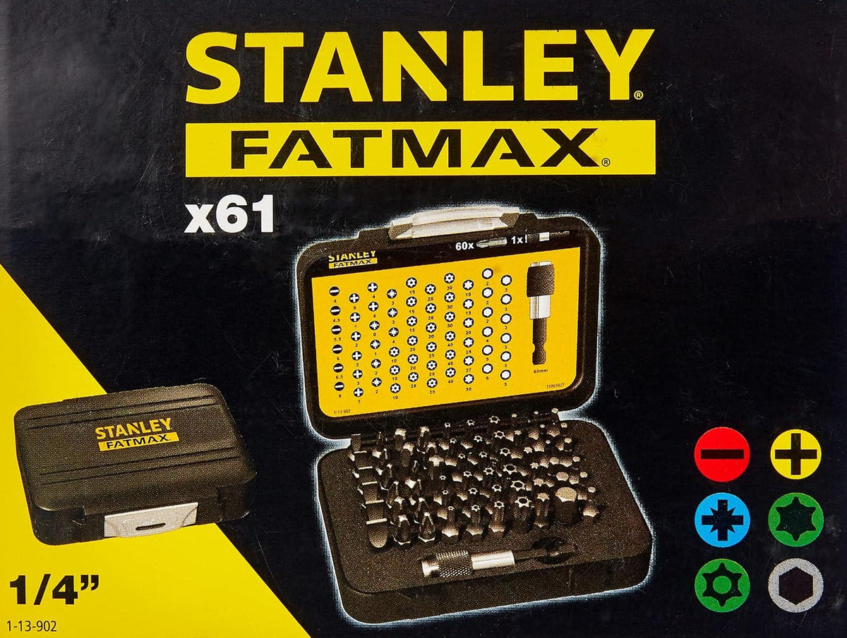 Set Puntas Atornillar Stanley FATMAX 1/4'' 61 Pzas 1-13-902 - Herram.cl