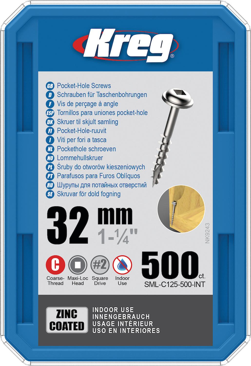 Tornillos Para Orificios Ocultos 1 1/4'' (500 Und.) - Kreg - Herram.cl