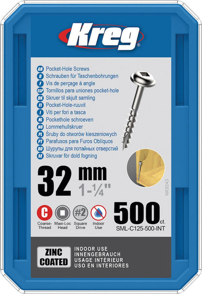 Tornillos Para Orificios Ocultos 1 1/4'' (500 Und.) - Kreg - Herram.cl